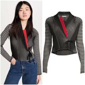 Like new TORY BURCH Plaited Rib-Knit Wrap Shawl Cardigan $798